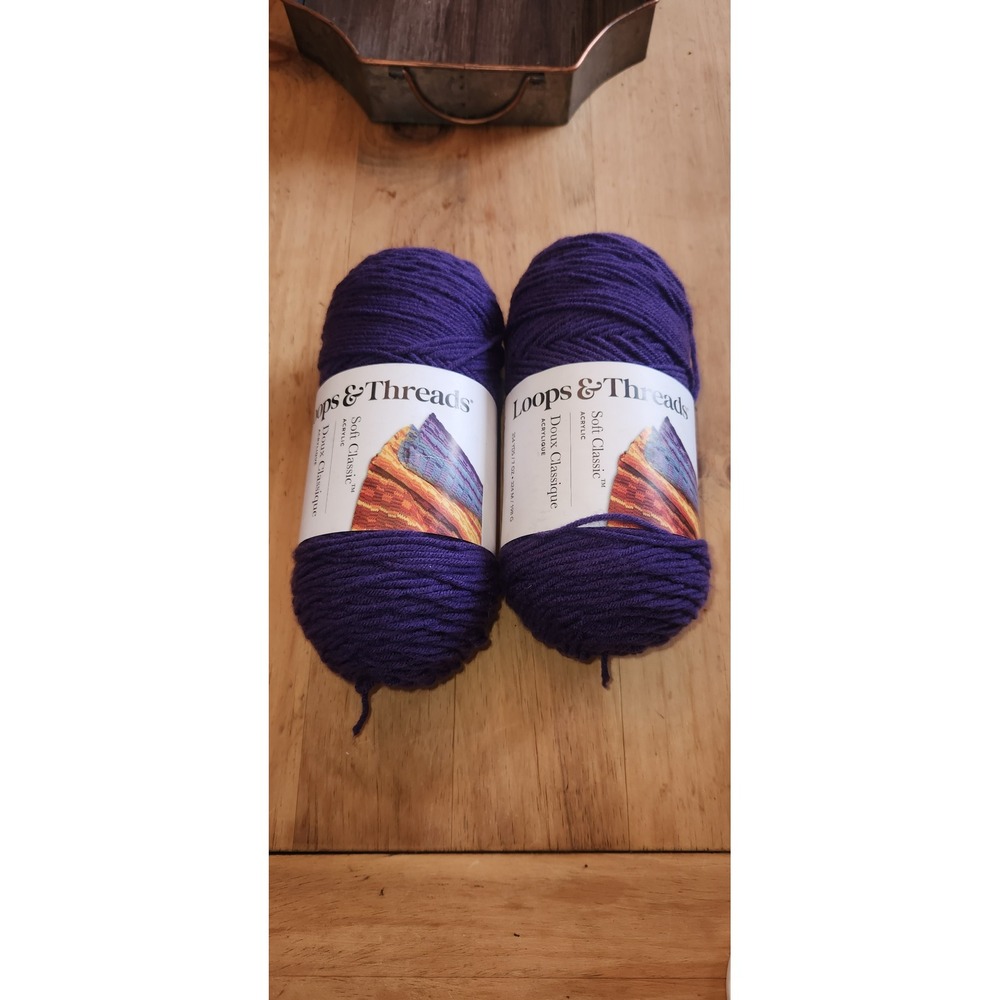 Loops & Threads Soft Classic Yarn Purple 2 Skeins 7oz 354yds Each Medium 4